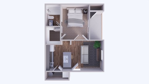 Floor plan for 1 bed, 1 bath, 654 sqft